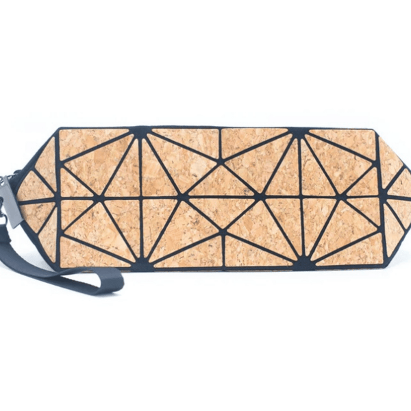 Made of recyclable cork, it's perfect for school, university, office or home. A unique product that's practical, lightweight, easy clean, and folds flat! Made from eco-friendly cork that's sustainable,  soft, flexible, and durable! And not forgetting the eye-catching geometric pattern!  This pouch has attitude!