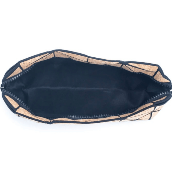 Made of recyclable cork, it's perfect for school, university, office or home. A unique product that's practical, lightweight, easy clean, and folds flat! Made from eco-friendly cork that's sustainable,  soft, flexible, and durable! And not forgetting the eye-catching geometric pattern!  This pouch has attitude!